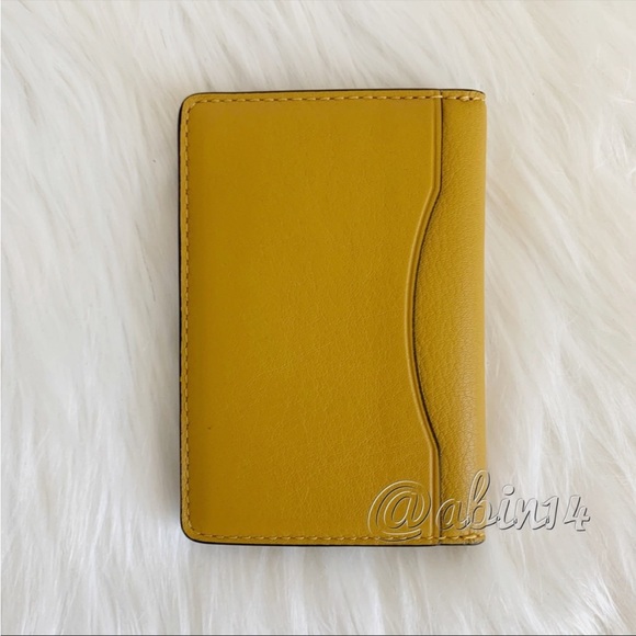 NWT Coach Flax Leather Colorblock Card Case Wallet wth Signature Canvas Interior - Picture 2 of 8